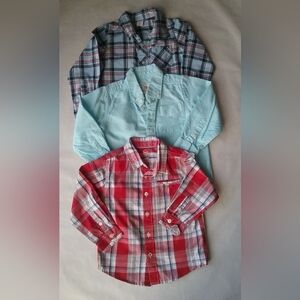 Boys 3T Plaid Long-Sleeve Button-Up Shirts 3pc Bundle